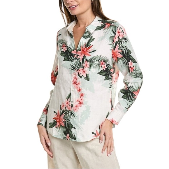 Tommy Bahama Everglade Oasis 100% Linen Shirt. Floral Multi Color Size M #1422 - Picture 1 of 8